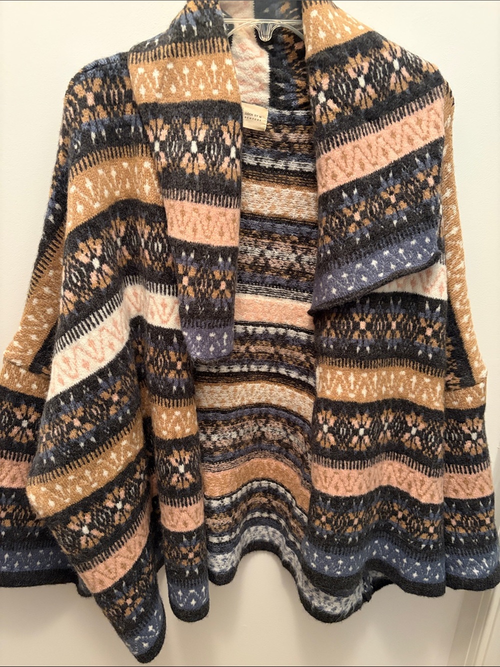 NWOT Look by M Open-Front Sweater with Shawl Collar and Half Sleeves
